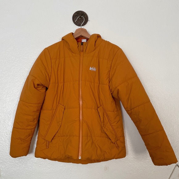 Rei Co-Op Other - REI Co-op Kids Puffer Jacket Orange Insulated Hooded Coat Large 14-16